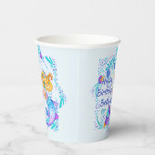 名前の追加文字ブロンドMermaid Blue Mauve Aquaパーティー 紙コップ (右)