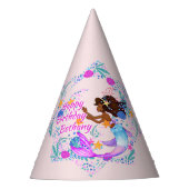 名前の追加文字マーメイドピンクマウブアクアパーティー パーティーハット (正面)