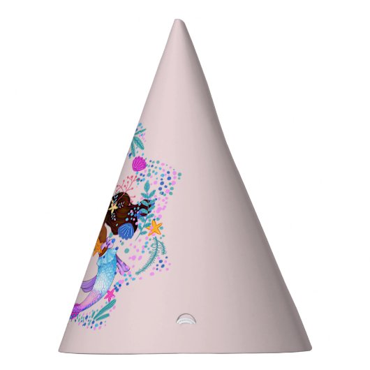 名前の追加文字マーメイドピンクマウブアクアパーティー パーティーハット (右)