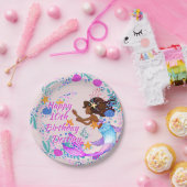 名前の追加文字マーメイドピンクマウブアクアパーティー ペーパープレート (パーティー)