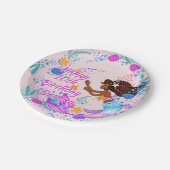 名前の追加文字マーメイドピンクマウブアクアパーティー ペーパープレート (アングル)