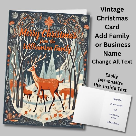 名前の追加文字メリークリスマスヴィンテージ絵画ズ カード