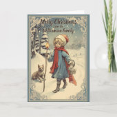 名前の追加文字メリークリスマスヴィンテージ絵画ズ カード (正面)