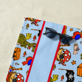 名前の追加文字子の海賊記号アイコン、青 ビーチタオル (インサイチュ)