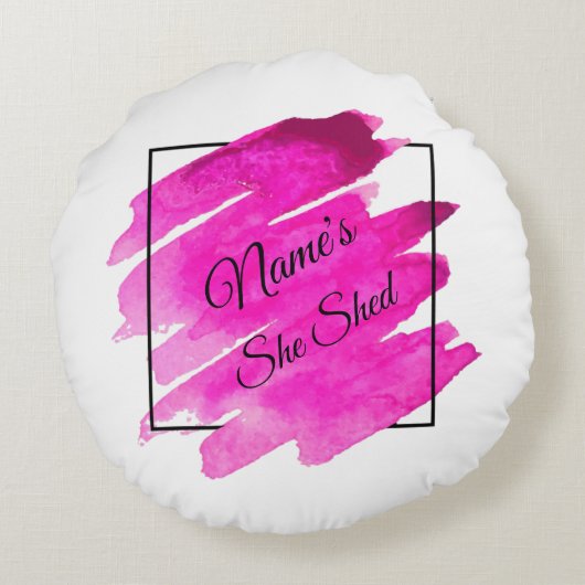 名前の追加文字彼女はメイブブラシストロークThrを流した ラウンドクッション (裏面)