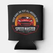 名前の追加文字赤いカスタムスピードマスター 缶クーラー (裏面)