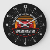 名前の追加文字赤カスタムの速度マスタ ラージ壁時計 (正面)