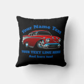名前の追加文字赤改造青クラシックマッスルカー クッション (裏面)