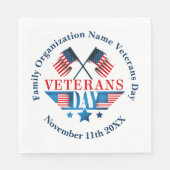 名前の追加文字退役軍人日フラグお祝いパーティー スタンダードランチョンナプキン (正面)