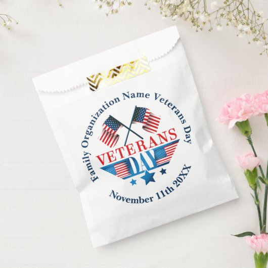 名前の追加文字退役軍人日フラグお祝いパーティー フェイバーバッグ (封をした状態)