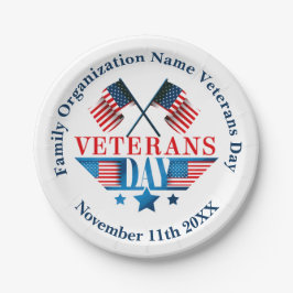 名前の追加文字退役軍人日フラグお祝いパーティー ペーパープレート