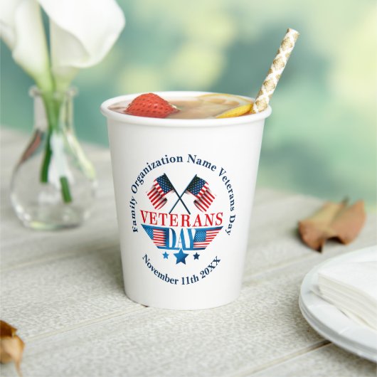 名前の追加文字退役軍人日フラグお祝いパーティー 紙コップ (インサイチュ)