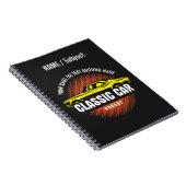 名前の追加文字黄クラシック色の車のノートブック ノートブック (右側)