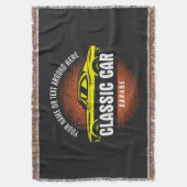 名前の追加文字黄クラシック色の車 スローブランケット (正面縦)