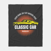 名前の追加文字黄クラシック色の車 フリースブランケット (正面)
