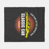 名前の追加文字黄クラシック色の車 フリースブランケット (正面(横))