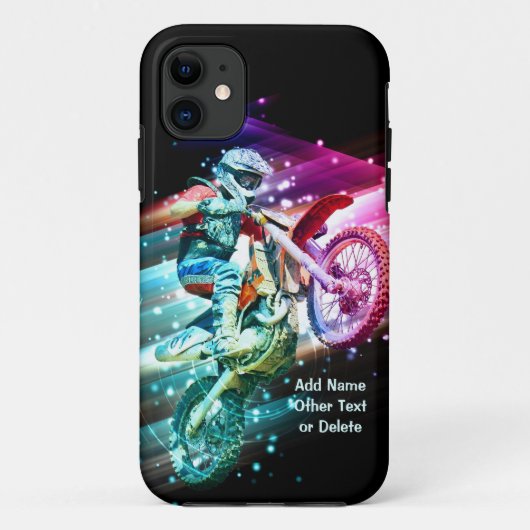 名前の追加文字（または削除） Motocross Bike Rider Case-Mate iPhoneケース (裏面)