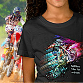 名前の追加文字(または削除) Motocross Bike Rider Tシャツ