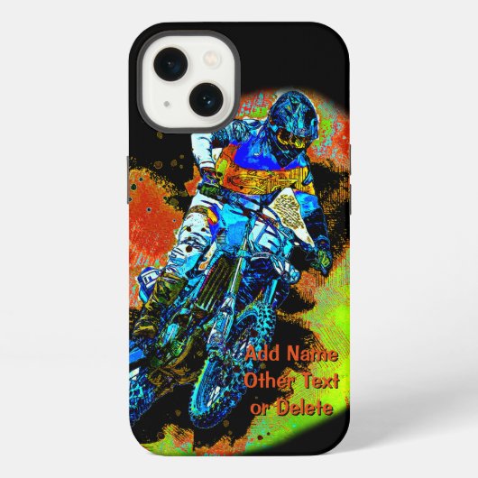 名前の追加文字（または削除） Motocross Rider Dirt  iPhoneケース (裏面)