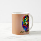 名前の追加文字、カラフル絵を描Drip Lion コーヒーマグカップ (正面右)