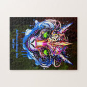 名前の追加文字、ブルーピンクファンタジードラゴングリーンアイズ ジグソーパズル (横)