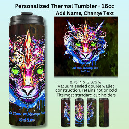 名前の追加文字、ブルーピンクファンタジードラゴングリーンアイズ タンブラー