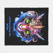 名前の追加文字、ブルーピンクファンタジードラゴングリーンアイズ フリースブランケット (正面(横))