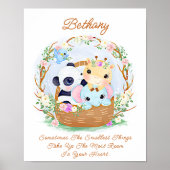 名前の追加文字、ベビーアニマルのバスケット子供部屋 ポスター (正面)