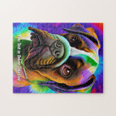 名前の追加文字、ボクサードッグ愛らしい目絵画の ジグソーパズル (横)