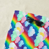 名前の追加文字、レインボーコットンキャンディクラウド ビーチタオル (インサイチュ)