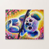 名前の追加文字、可愛いカラフルベビーコアラinツリー ジグソーパズル (横)