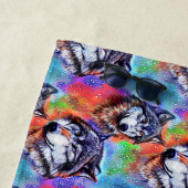 名前の追加文字、明るいパステルカラーのウルフヘッド ビーチタオル (インサイチュ)