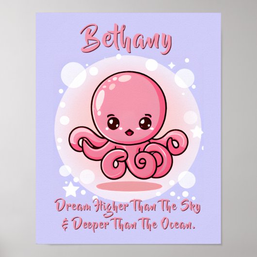 名前の追加文字、空のバブルのピンクベビータコ ポスター (正面)