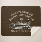 名前の追加文字 – 蒸気機関車に簡単に気を取られる シェルパブランケット (正面(横))