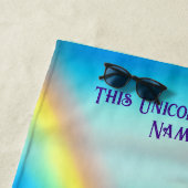 名前の追加文字、遊Unicornの波、青 ビーチタオル (インサイチュ)