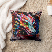 名前の追加文字、3Dレインボードラゴン割れ壁 クッション (ブランケット)