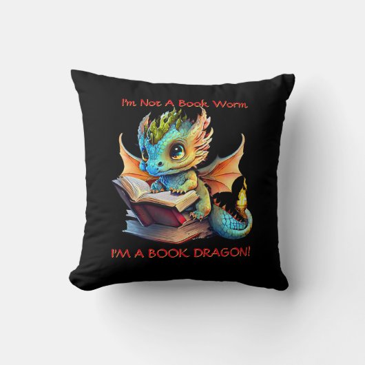 名前の追加文字- BookWorm Book Dragonではない クッション (正面)