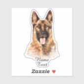 名前の追加文字、German Shepherd Dog 絵画's シール (シート)