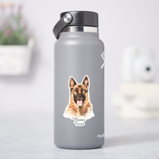 名前の追加文字、German Shepherd Dog 絵画's シール (HydroFlask)