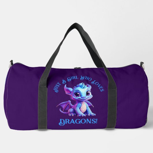 名前の追加文字- Just a Girl Who Loves Dragons! ダッフルバッグ (正面)