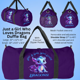 名前の追加文字- Just a Girl Who Loves Dragons! ダッフルバッグ