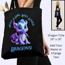 名前の追加文字- Just a Girl Who Loves Dragons! トートバッグ