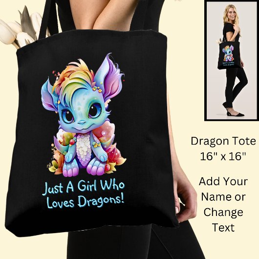 名前の追加文字- Just a Girl Who Loves Dragons! トートバッグ