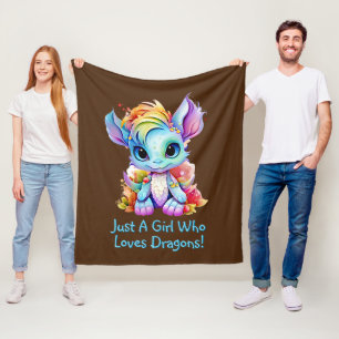 名前の追加文字- Just a Girl Who Loves Dragons! フリースブランケット