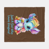 名前の追加文字- Just a Girl Who Loves Dragons! フリースブランケット (正面(横))