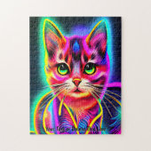 名前の追加文字, Rainbow Neon Effect Cat ジグソーパズル (縦)