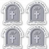 名前の追加文字、RIP 3D墓石はグレーを返す シール (正面)