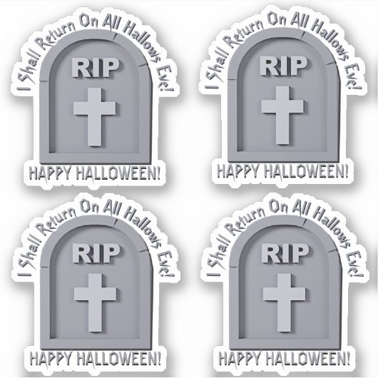 名前の追加文字、RIP 3D墓石はグレーを返す シール (正面)