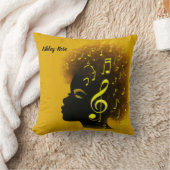 名前の追加文字African American Girl with Music クッション (ブランケット)