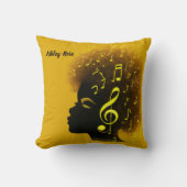 名前の追加文字African American Girl with Music クッション (正面)